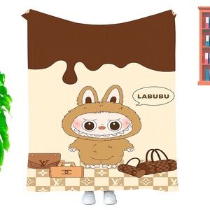 Cute Labubu Blanket with Cartoon Design